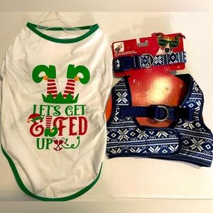 Pet Holiday Harness w/collar & T-Shirt Size L